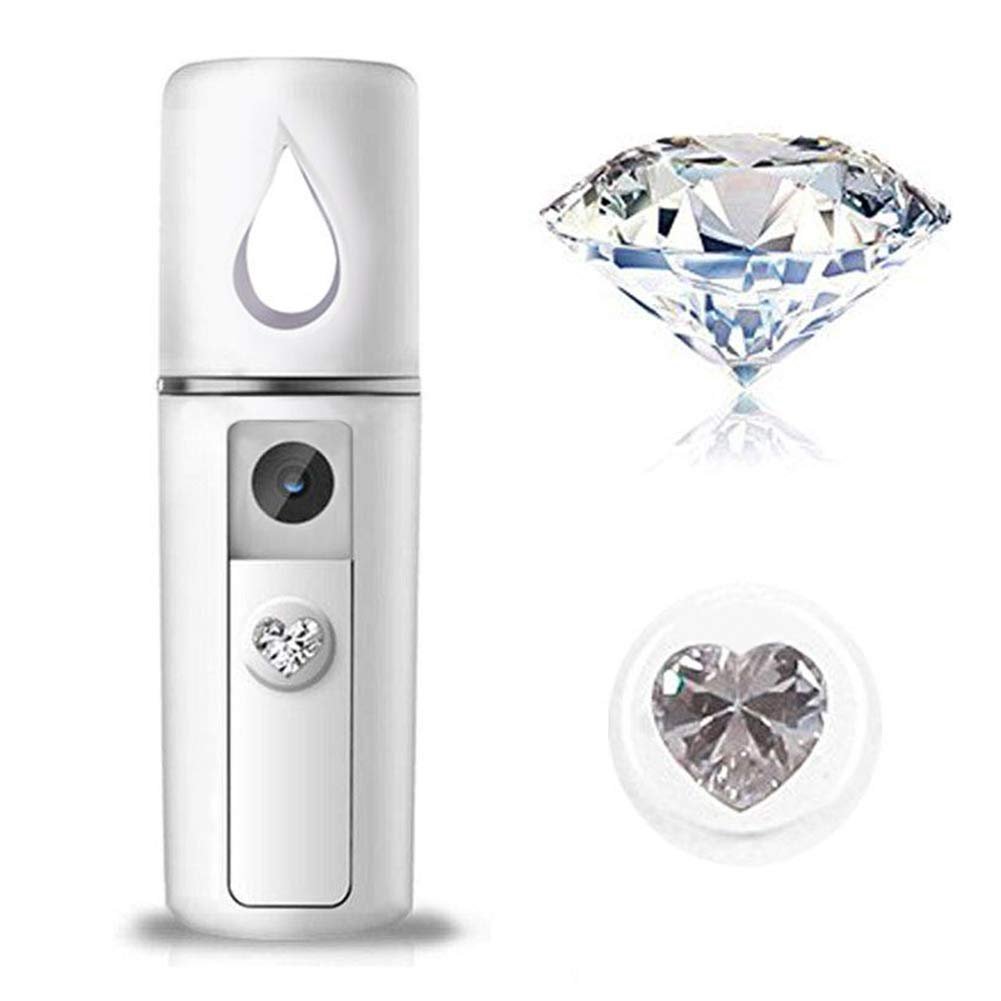 Nano Facial Steamer Mist Spray Eyelash Extensions Cleaning Pores Water SPA Moisturizing Hydrating Face Sprayer USB Rechargeable Mini Beauty Device – Summer Gives You Cool (White)
