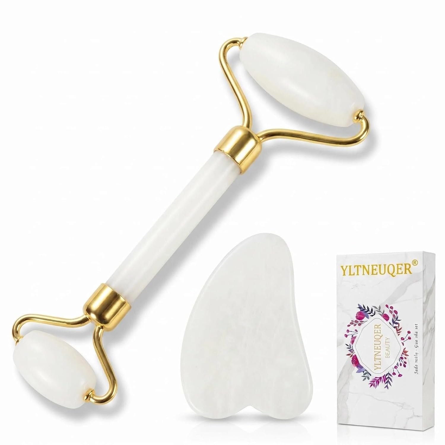 Gua Sha and Jade Roller Sets for Women Men Home Spa Stone Facial Guasha Jade Face Roller Massage Tool Set & Facial Skincare Tools Polished Stone Spa Gift