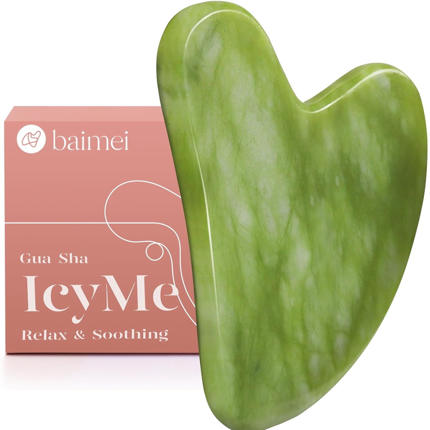 BAIMEI IcyMe Gua Sha Facial Tools Face Massager for Skin Care, Relaxation and Reduce Wrinkles Puffiness Skin Care Tools, Self Care Gift for Men Women – Green