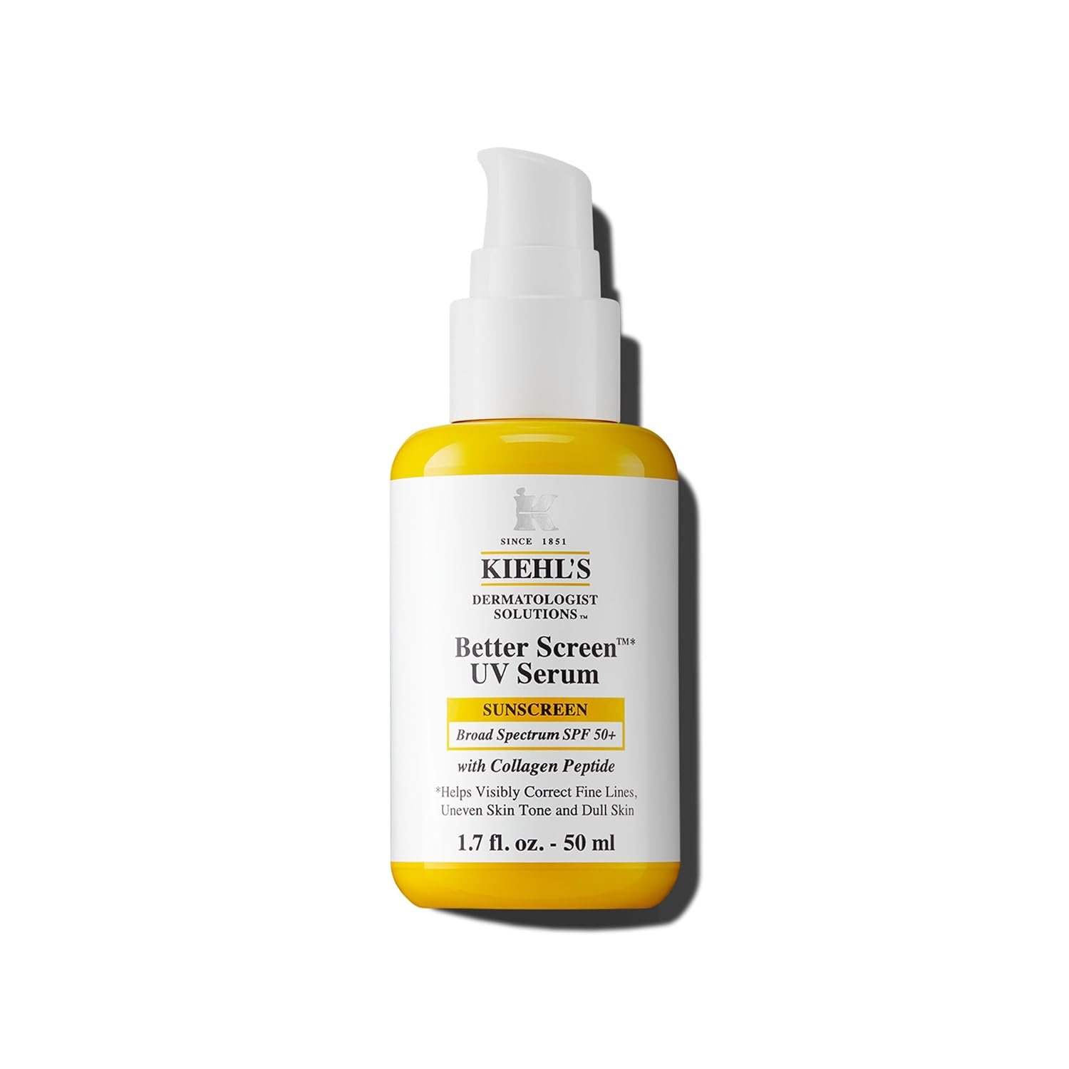 Kiehl’s Better Screen UV Serum SPF 50+, Invisible Facial Sunscreen with Collagen Peptide, UV Filters to Shield UVA & UVB, Helps Correct Visible Signs of Aging, Boosts Skin Radiance