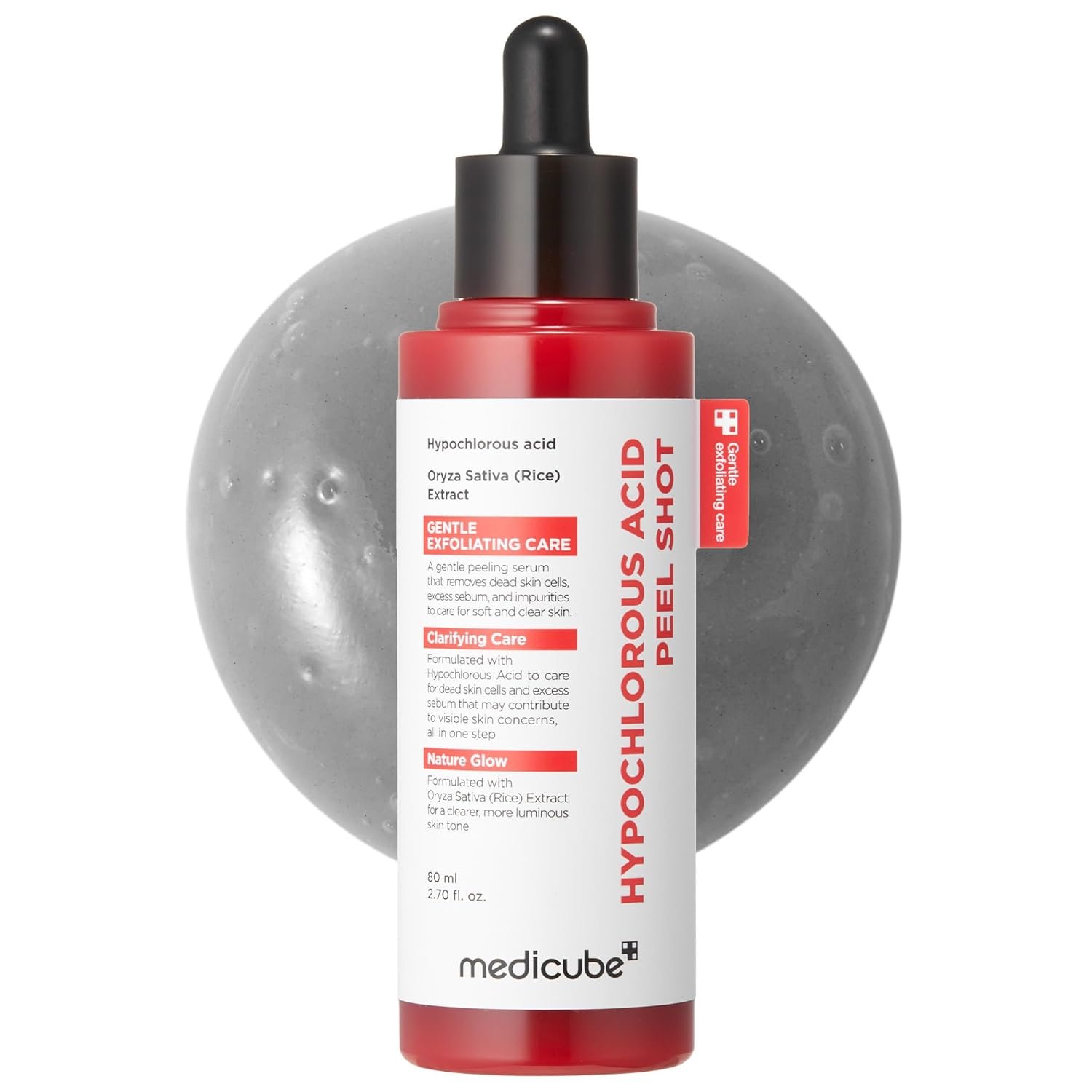 medicube Peel Shot with Hypochlorous Acid | Gentle Exfoliating Serum for Dead Skin Cells & Pores, Blackheads & Excess Sebum Control | Rice Extract, Panthenol for Hydrating & Smoothing Care | 2.7 fl.oz