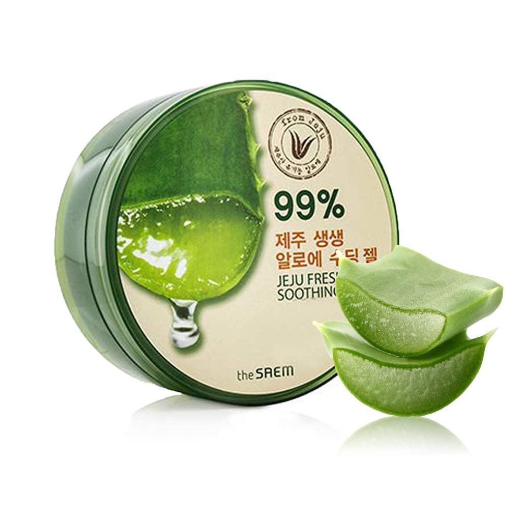 THESAEM Jeju Fresh Aloe Soothing Gel 10.1 fl. oz. – 99% Pure Aloe Vera Leaf Juice from Jeju Island – Multi-Purpose Moisturizing Gel for Face, Body & Hair – Cooling Relief for Irritation & Dry Skin