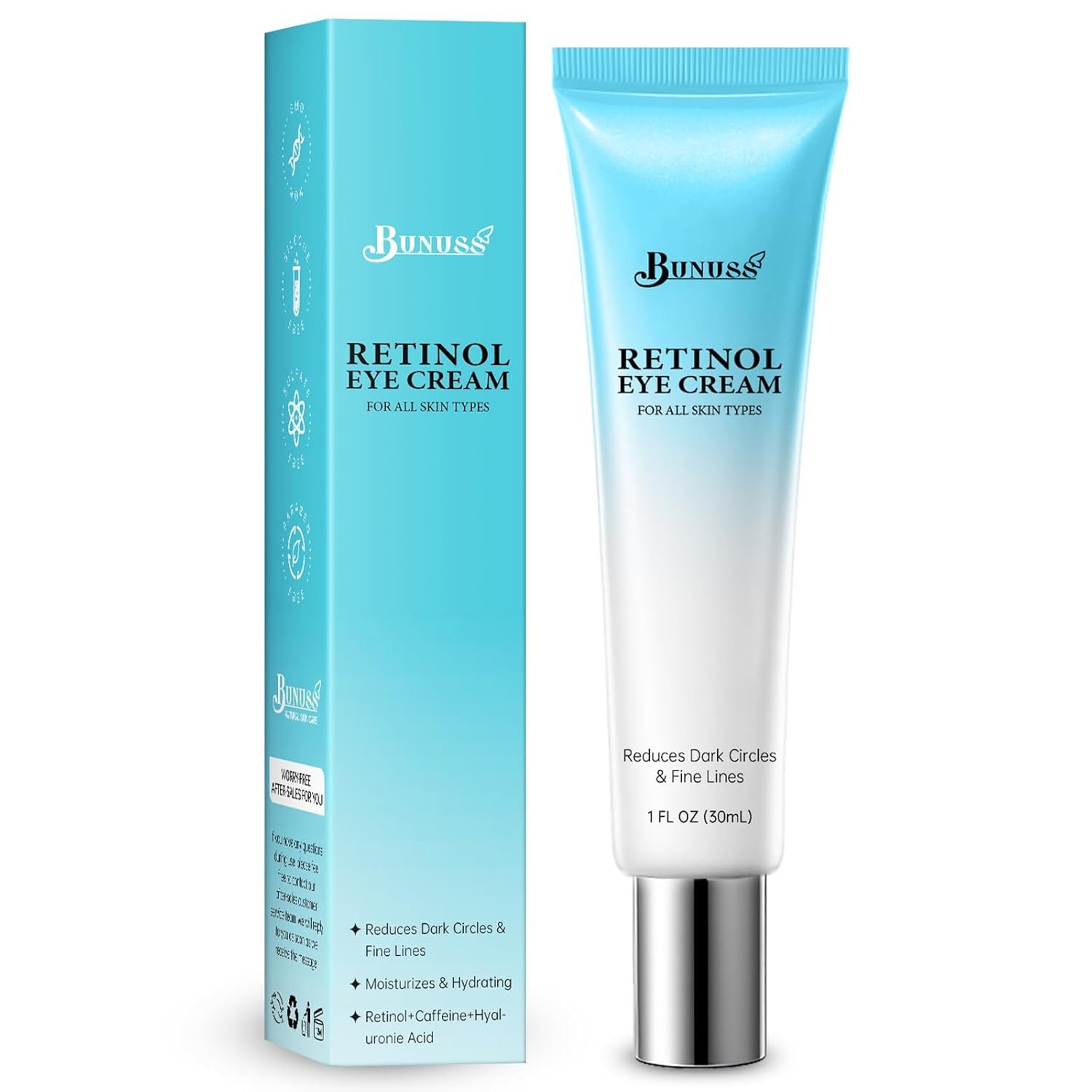 Retinol Eye Cream – Eye Cream for Dark Circles, Puffiness, Anti Aging, with Peptides, Caffeine, Hyaluronic Acid, Reduces Bags, Dark Circles Under Eye Treatment, Smooths Wrinkles & Fine Lines, 1 fl. oz