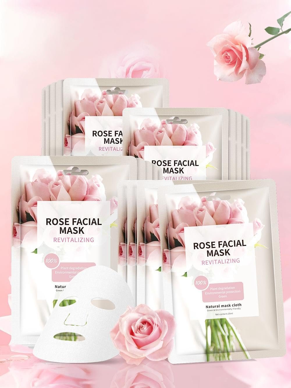 IREV Face Masks Skincare, Spa Sheet Mask, Facial Masks for Women Skin Care, Beauty Rose Sheet Masks, Bulk Face Mask Skin Care, Beauty Masks Gifts, Hydrating Face Masks, Facial Masks 10 Sheets