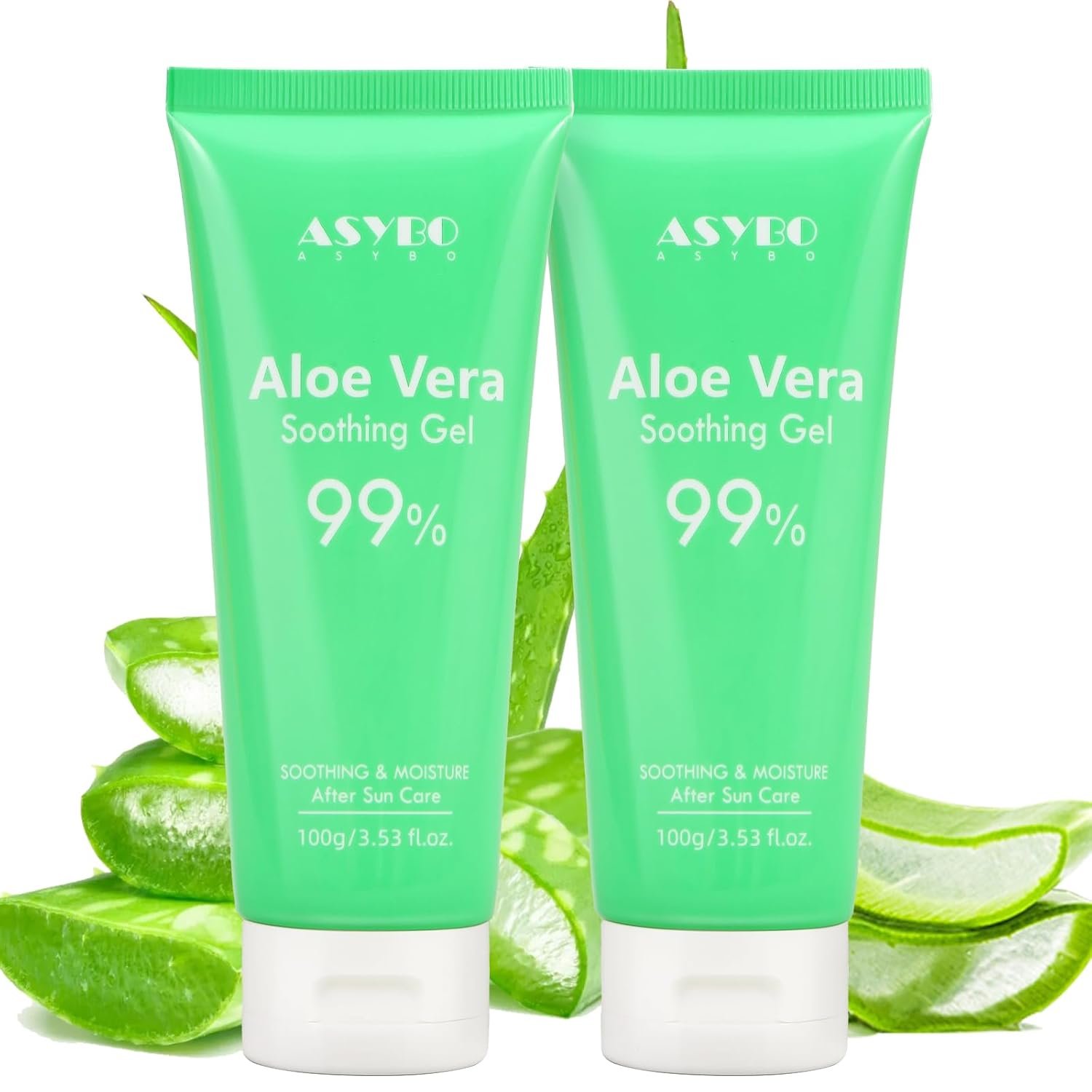 100×2 ML Aloe Vera Gel – 99% Organic Pure Aloe Vera Hydrating Face & Body Moisturizer, Natural Aloe Cream for Dry Skin, Sunburn, Acne, Soothing & Moisturizing for Face Body Hair