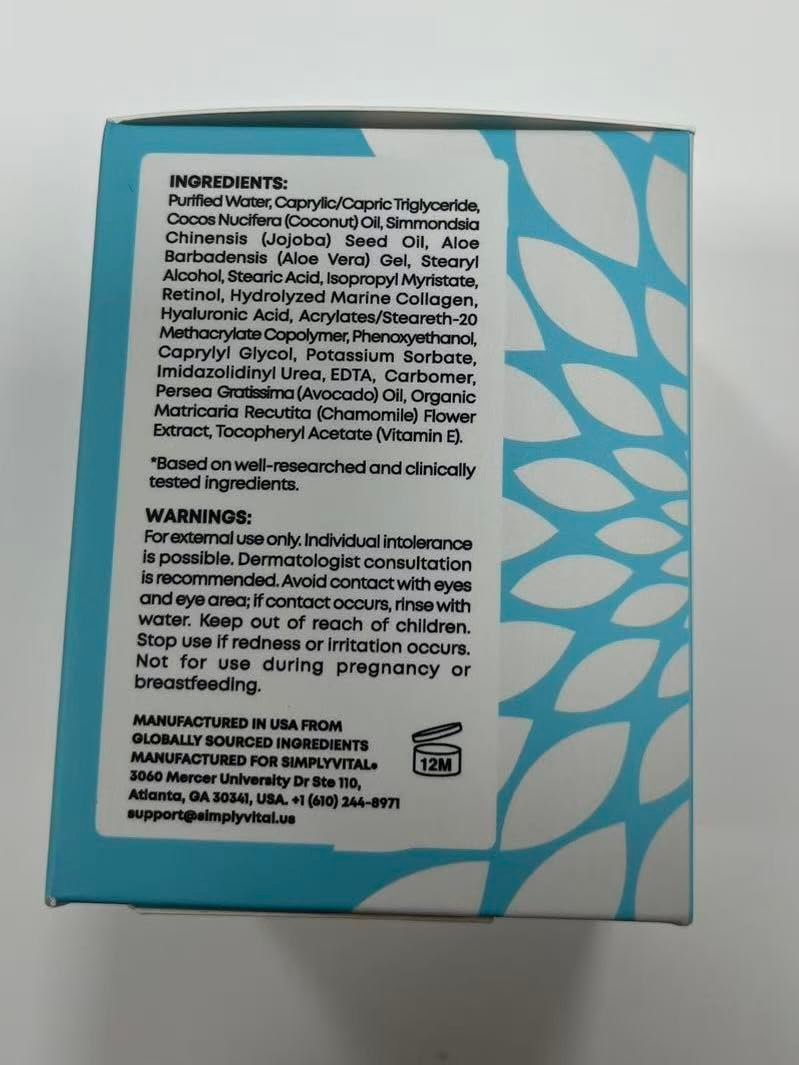 Anti-Aging Face Moisturizer with Retinol, Collagen & Hyaluronic Acid