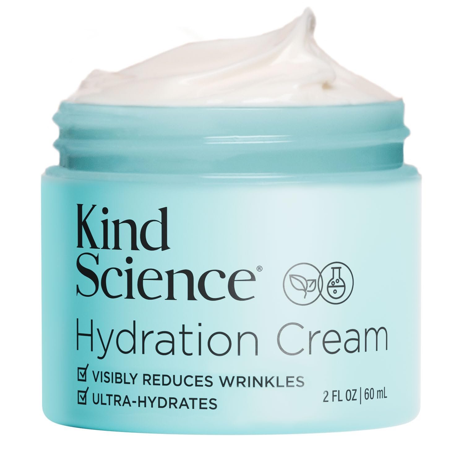 Kind Science Hydration Cream – Moisturizer Face Cream For Women – Anti Aging for Day and Night – Visibly Reduces Wrinkles, Improves Smoothness & Elasticity – Fragrance Free, Cruelty Free, 2 oz