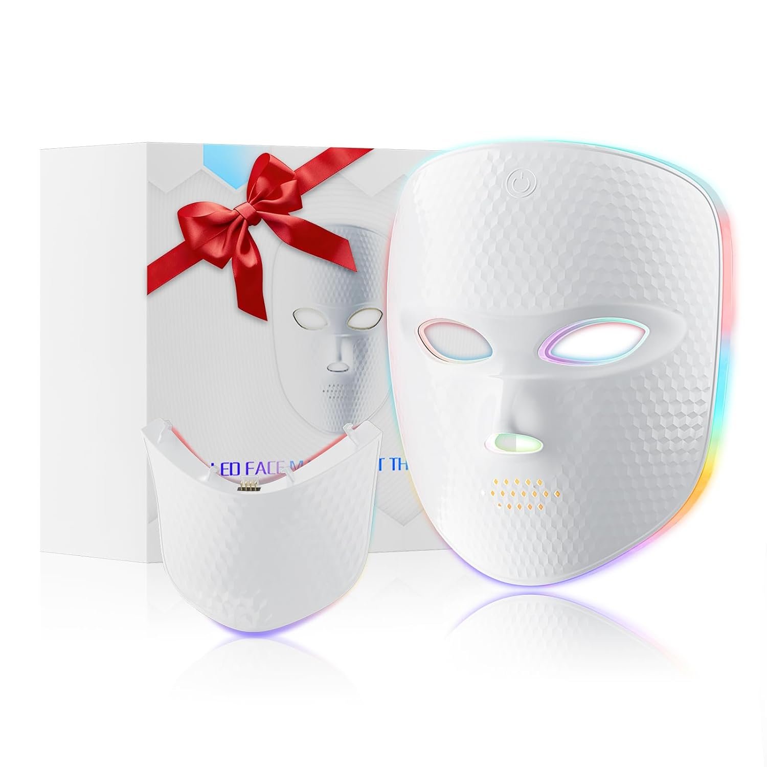 Red Light Therapy for Face Cordless LED Face Mask Light Therapy,USB Rechargeable,Red Mask for Home Working Travel Yoga Sleep LED Silicone mask