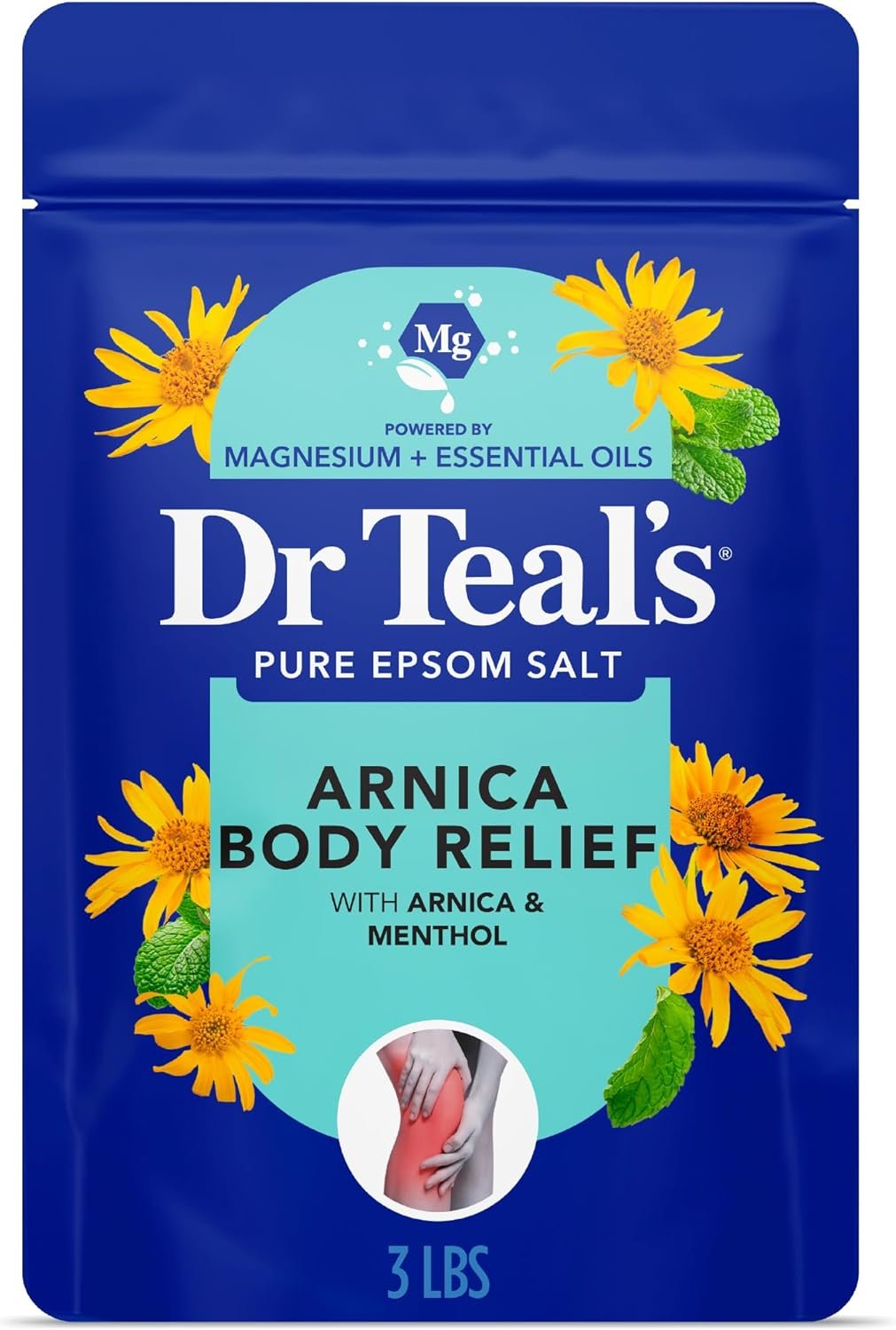 Dr Teal’s Epsom Salt Magnesium Soak, Arnica Body Relief with Menthol, 3 lbs