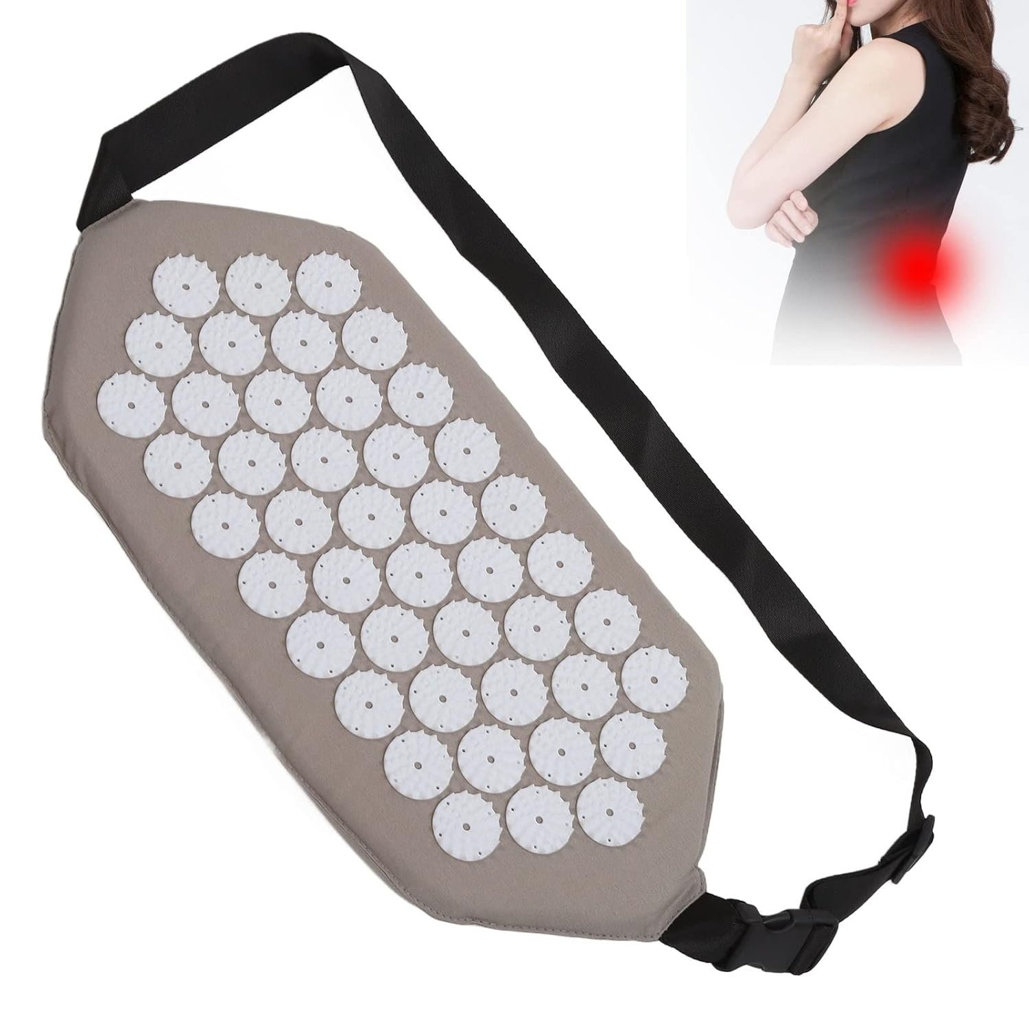 Ymiko Acupressure Massage Belt, Body Acupressure Massage Belt Relaxing Stress Relief Cotton Fabric Waist Acupuncture Mat for Home Outdoor Adults Women Man Back Pain Strap