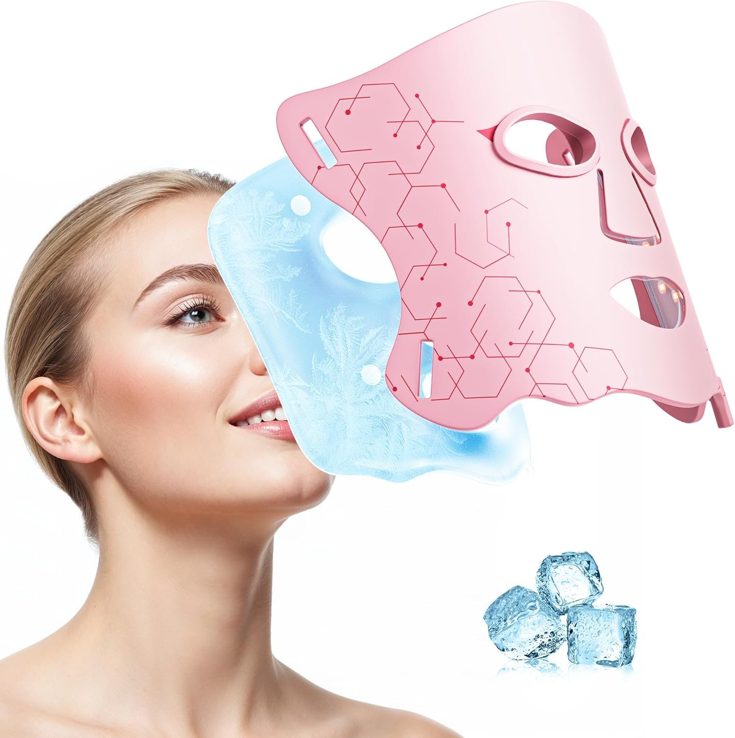 LED Light Therapy mask (E106A) for Face, LED Light Therapy Mask with Adjustable Brightness and Timer, Soft Silicone Red Light Therapy Mask for Home & Travel