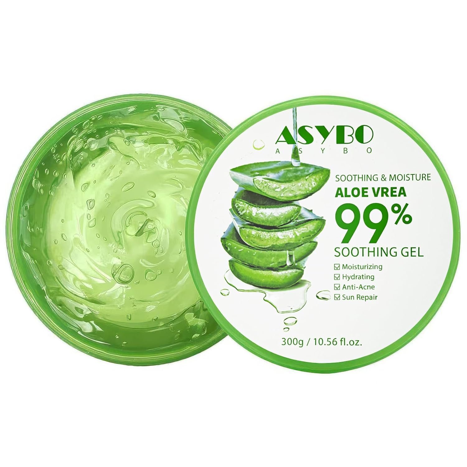 300 ML Natural Aloe Vera Gel -Organic Moisturizing Cream, Soothing and Hydrating, Sunburn and Scar Repair, Care for Face Body Hair