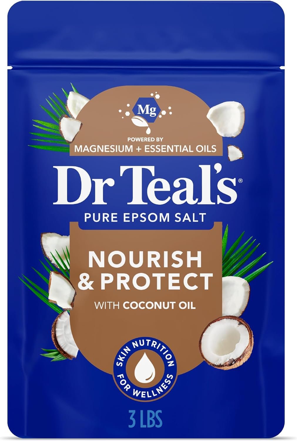 Dr Teal’s Epsom Salt Magnesium Soak, Nourish & Protect with Coconut Oil, 3 lbs