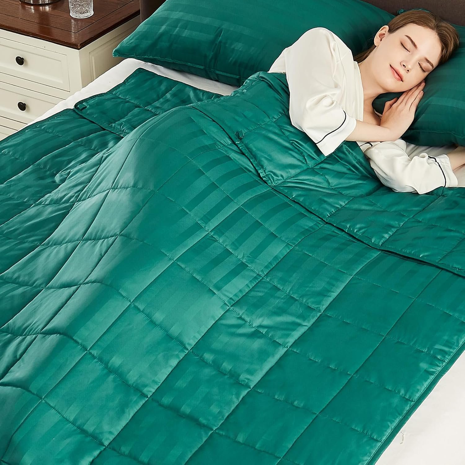 Weighted Blanket Queen/King Size (80″x87″ 20lbs),Ultra Soft and Cozy Cooling Weighted Blanket for Adult,Heavy Blanket with Machine Washable Soft Blanket, Green