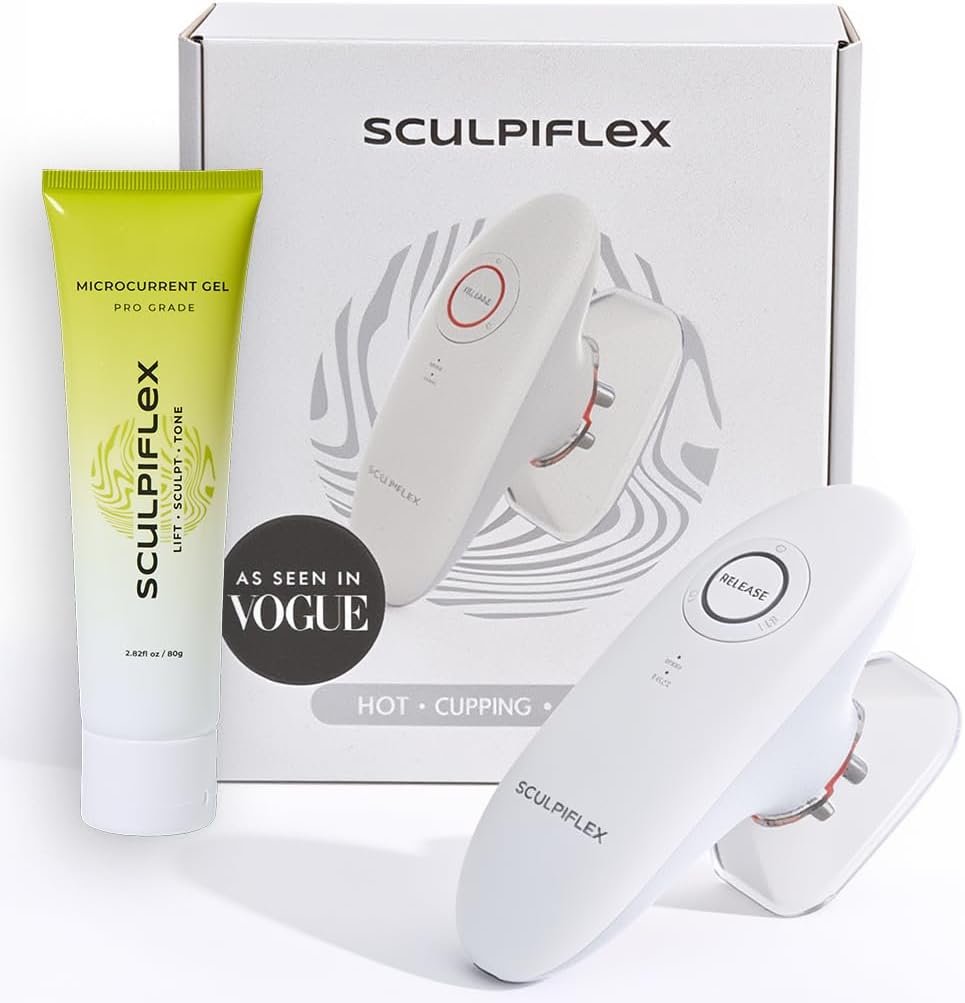 SCULPIFLEX – Original 3-in-1 Body Sculpting Machine for Firmer-Looking Skin – Lymphatic Drainage Massager & Cellulite Massage Tool for Stomach, Arms, Legs, and Thighs + 1x Gel