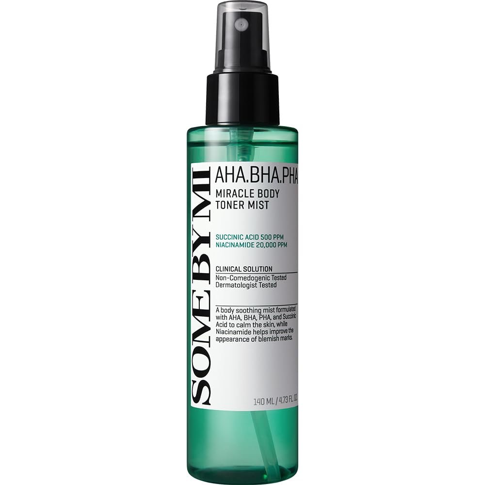 SOME BY MI AHA BHA PHA 30 Days Miracle Body Toner Mist – 4.73oz, 140ml – Body Acne Spray for Back & Chest, Exfoliating Body Mist with Salicylic Acid, Tea Tree, Niacinamide – Korean Skincare