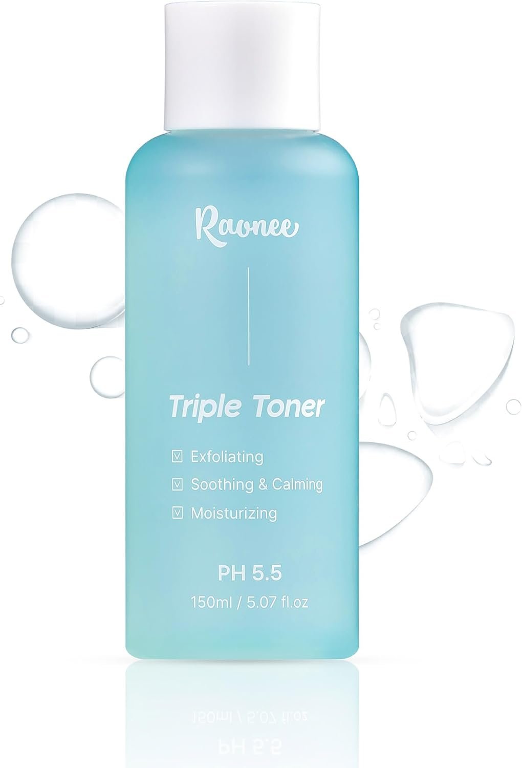 K-Beauty Triple Toner – Exfoliating, Soothing & Calming, Moisturizing, pH 5.5 Balanced with AHA, BHA, PHA, LHA – Lightweight, Non-Sticky – Daily Toner for All Skin Types- Fragrance freeㅣ5.07 fl.oz