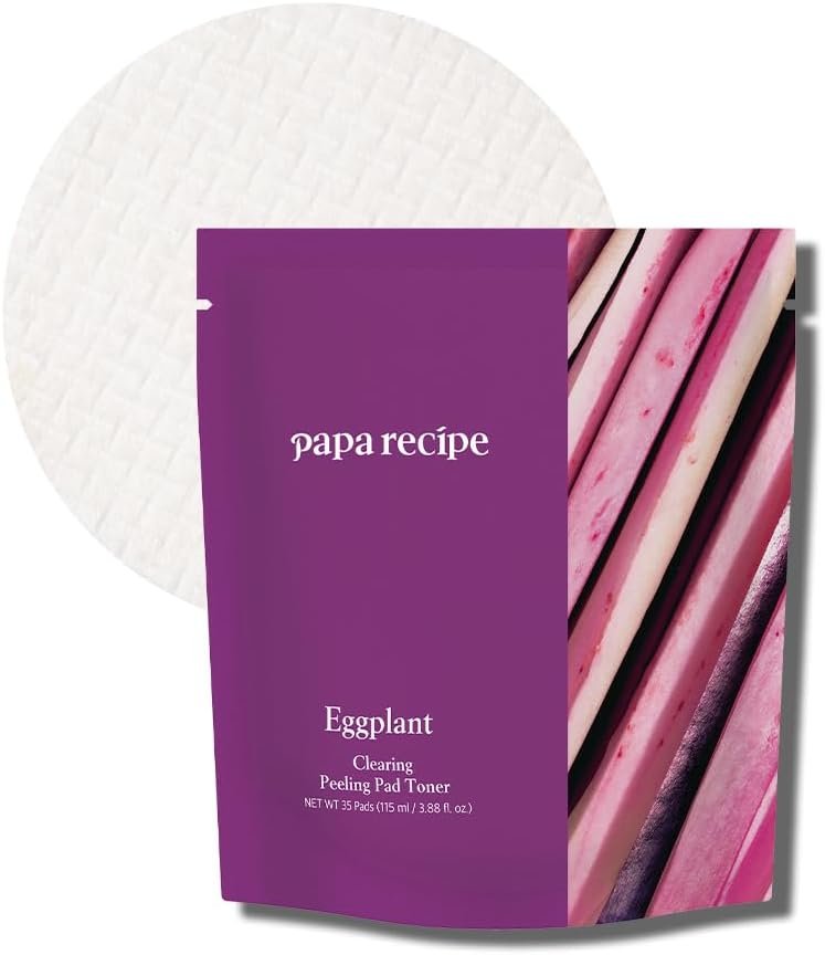Papa Recipe Eggplant Exfoliating Toner Pads Refill (35 Sheets) – with AHA BHA PHA for Sebum Control, Pore Care, and Smoother Skin – Korean Skincare