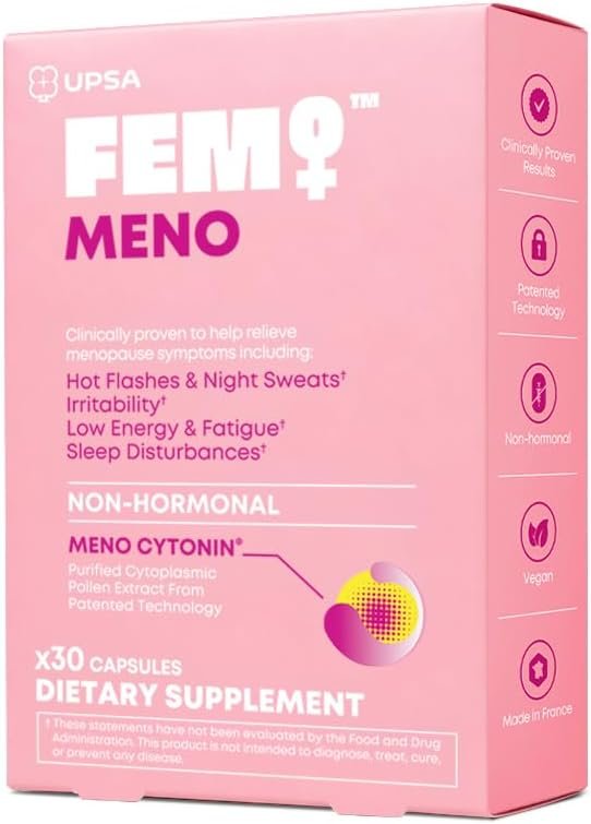 FEM Meno Menopause Supplements for Women – Non-Hormonal Menopause Relief for Hot Flashes & Night Sweats – Hormone Balance Support for Sleep, Mood & Energy – 30 Capsules