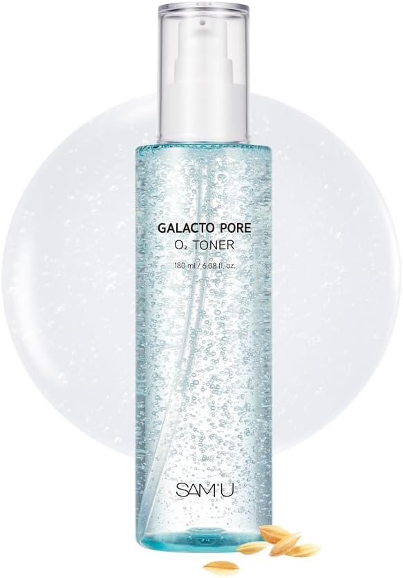SAM’U Galacto Pore O2 Toner, Pore Refining & Hydrating Hyaluronic Acid Toner with PHA & Alcohol-Free Witch Hazel, Gentle Exfoliating Daily Care, Face Toner for Women, 6.08 fl oz