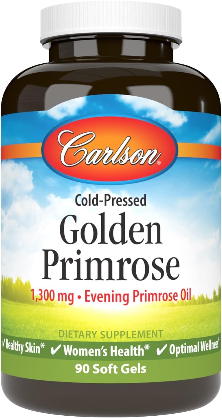 Carlson – Golden Primrose, 1300 mg Evening Primrose Oil, Cold-Pressed, Healthy Skin, Women’s Health & Optimal Wellness, 90 Softgels
