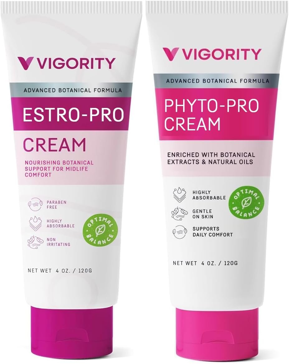 Vigority Women’s Botanical Care Duo – Estro-Pro & Phyto-Pro Cream Set for Midlife Skin Comfort, Hydration & Daily Nourishing Support – Gentle, Plant-Based, Non-Irritating Formulas