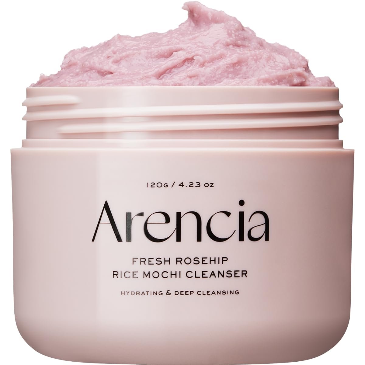 Arencia Rosehip Brightening Rice Mochi Face Cleanser & Daily Scrub – Moisturizing, Exfoliating & Deep-Cleansing – All Skin Types with Rice Powder & Rice Water (4.23oz)