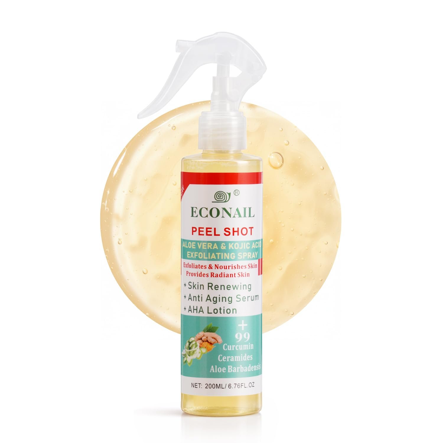 Aloe Vera Kojic Acid Turmeric Spray Gently Exfoliating Spray Peeling Solution Korean Skincare All Skin Types 200ml