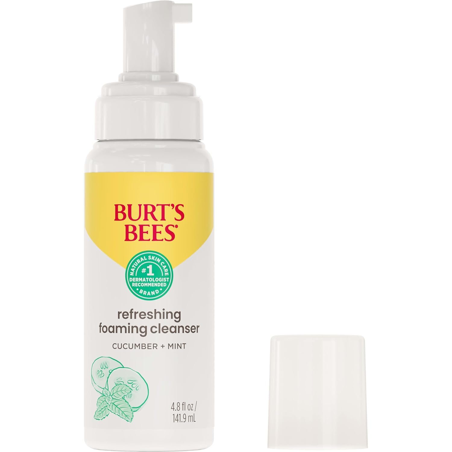 Burt’s Bees Refreshing Foaming Face Cleanser and Face Wash with Cucumber and Mint, 4.8 Fluid