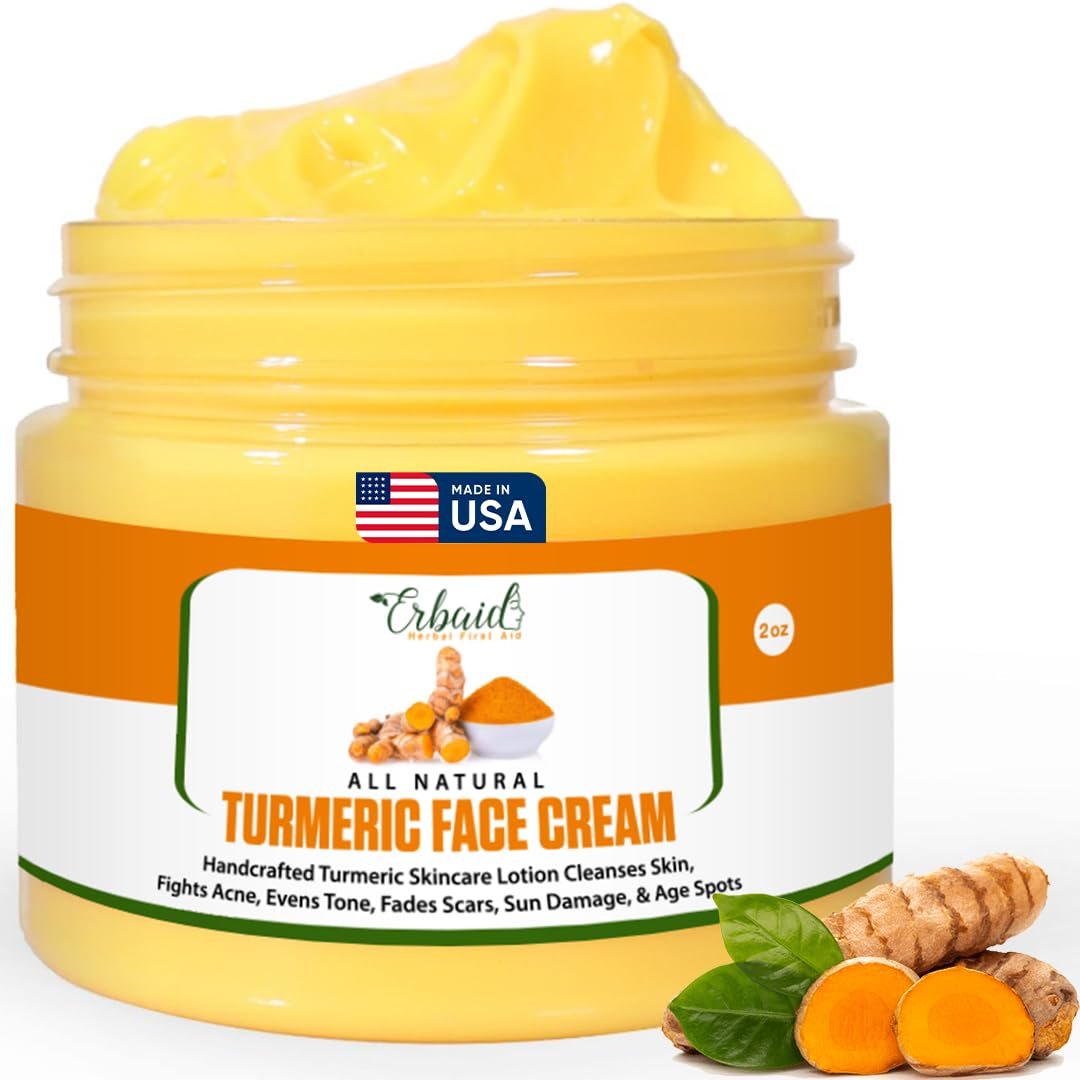 Turmeric Face Cream for Face & Body – All Natural Turmeric Skin Brightening Lotion – Turmeric Cleanses Skin, Fights Acne, Evens Tone, Fades Scars, Sun Damage, & Age Spots – Handcrafted Made in USA