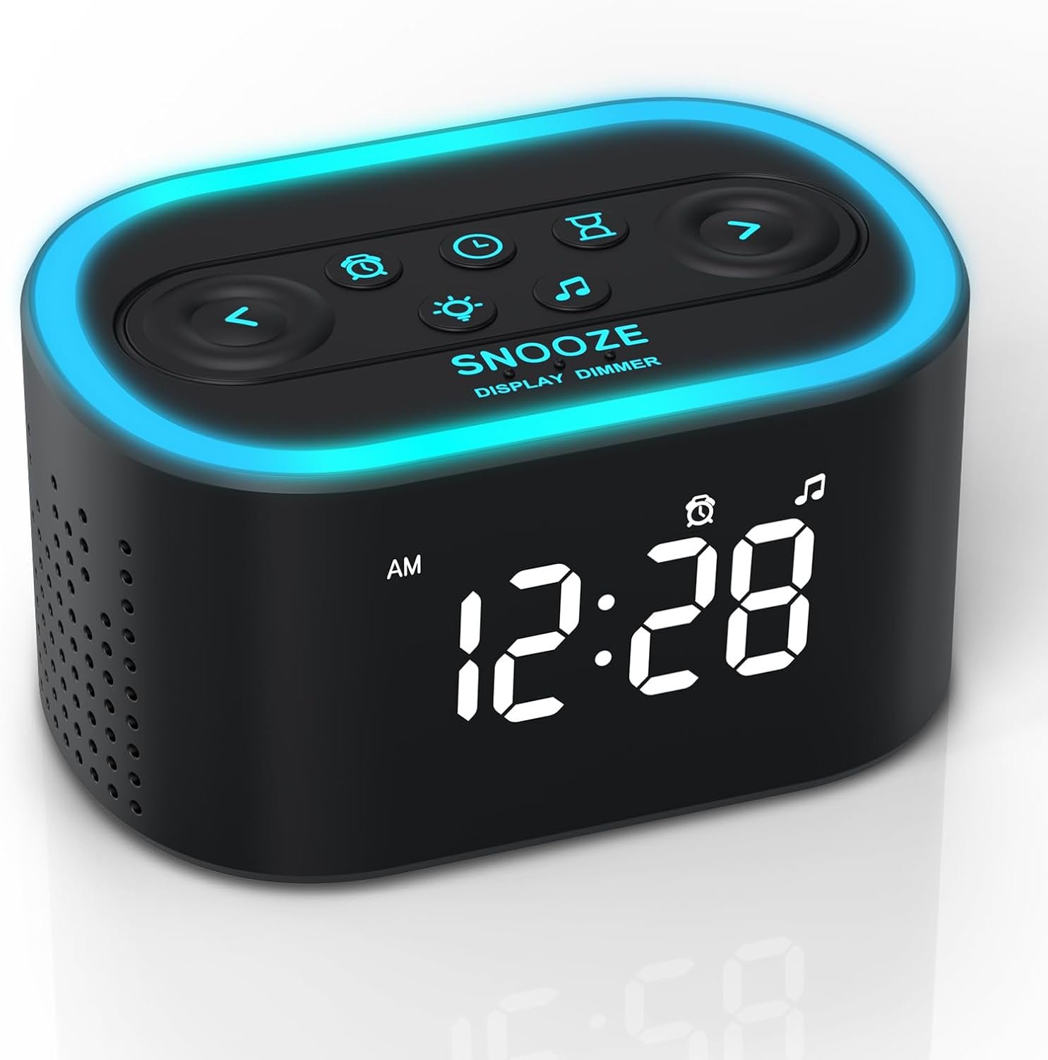 REACHER Digital Alarm Clock & White Noise Sound Machine, 21 Soothing Sounds, 7 Wake Up Sounds, 8 Night Lights, 32-Level Volume, 9 Sleep Timer, Memory Function for Kid, Adult, Bedroom, Nightstand
