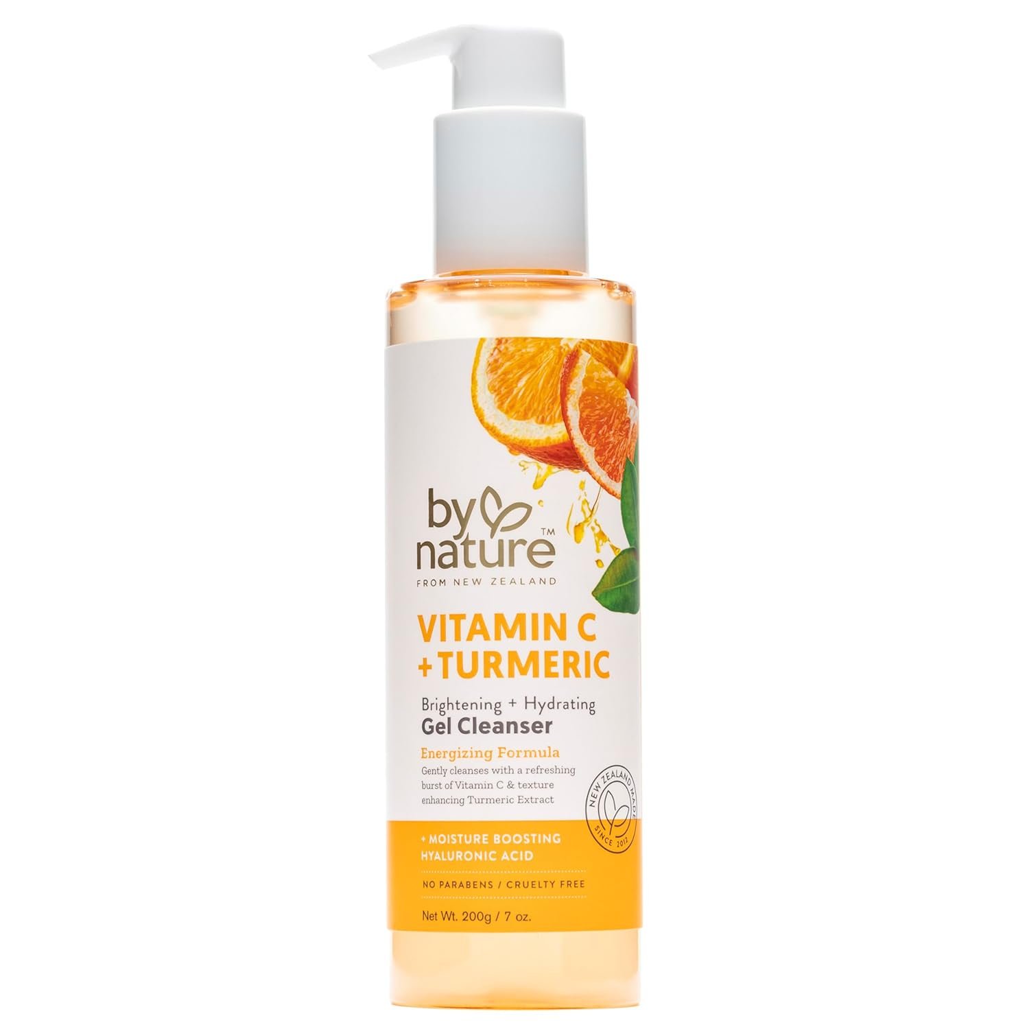 By Nature Vitamin C + Turmeric Gel Cleanser with Hyaluronic Acid – + Hydrating Face Wash & Makeup Remover for Oily and Acne-Prone Skin, Natural Daily Facial Wash (7oz)