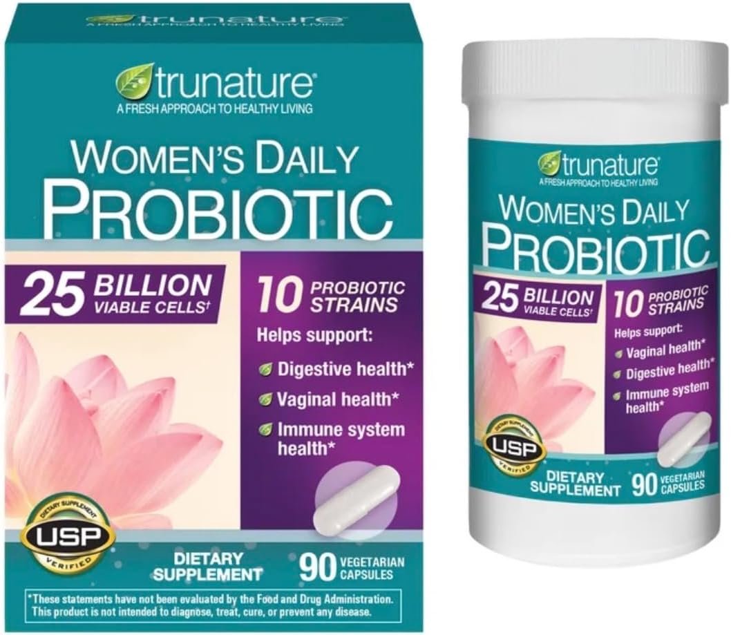 Tru_Nature’s_Women’s Daily Probiotic, 25 Billion Viable Cells, 10 Strains, 90 Vegetarian Capsules;1 Pack
