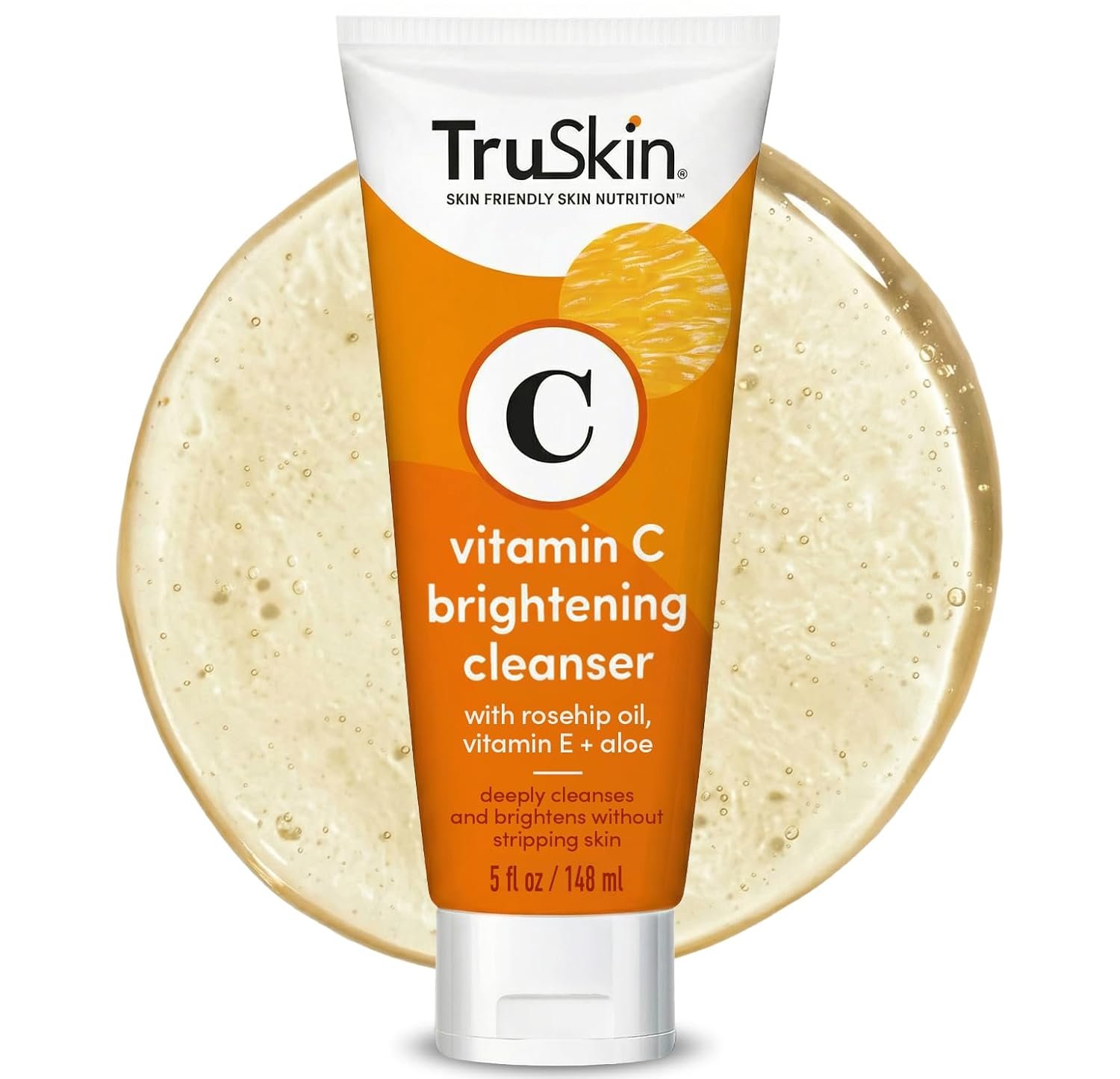 TruSkin Vitamin C Face Wash Cleanser – Brightening Facial Cleanser with Vitamins C & E, Rosehip Oil & Aloe – Gently Cleanses & Refreshes for Radiant-Looking Skin, 5 fl oz