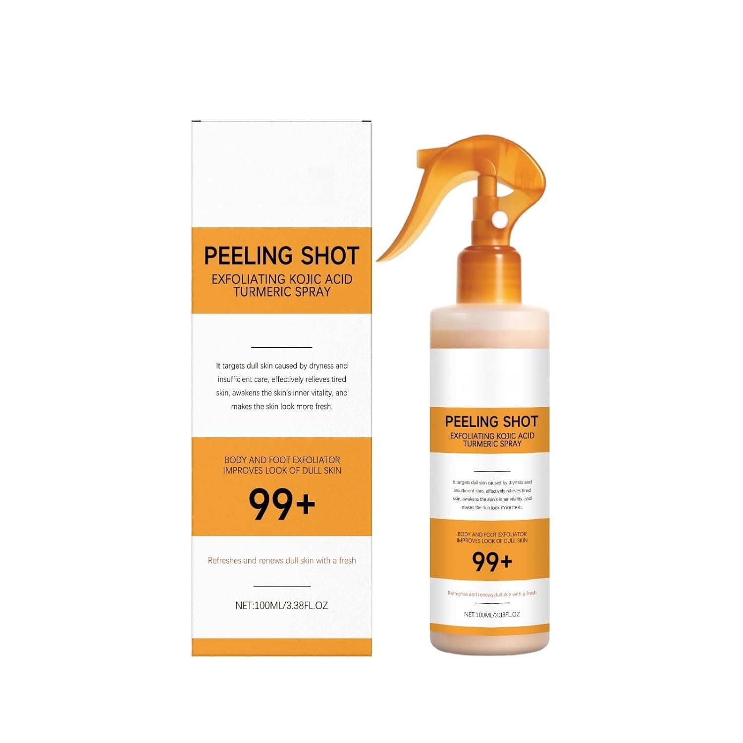 Kojic Acid Turmeric Peel Shot Keratin Care Spray, Exfoliating Peeling Solution, Peel Shot Turmeric Spray, Gentle Body Care for Smooth, At-Home Treatment for Smooth, Bright & Glowing Skin