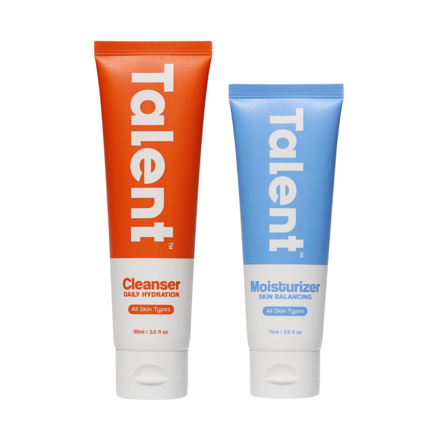 Talent Essential Starter Skincare Set – 90 Day Supply, Korean Skincare, EWG Verified, Fragrance-Free Daily Cleanser (3.0 oz) & Moisturizer (2.5 oz)