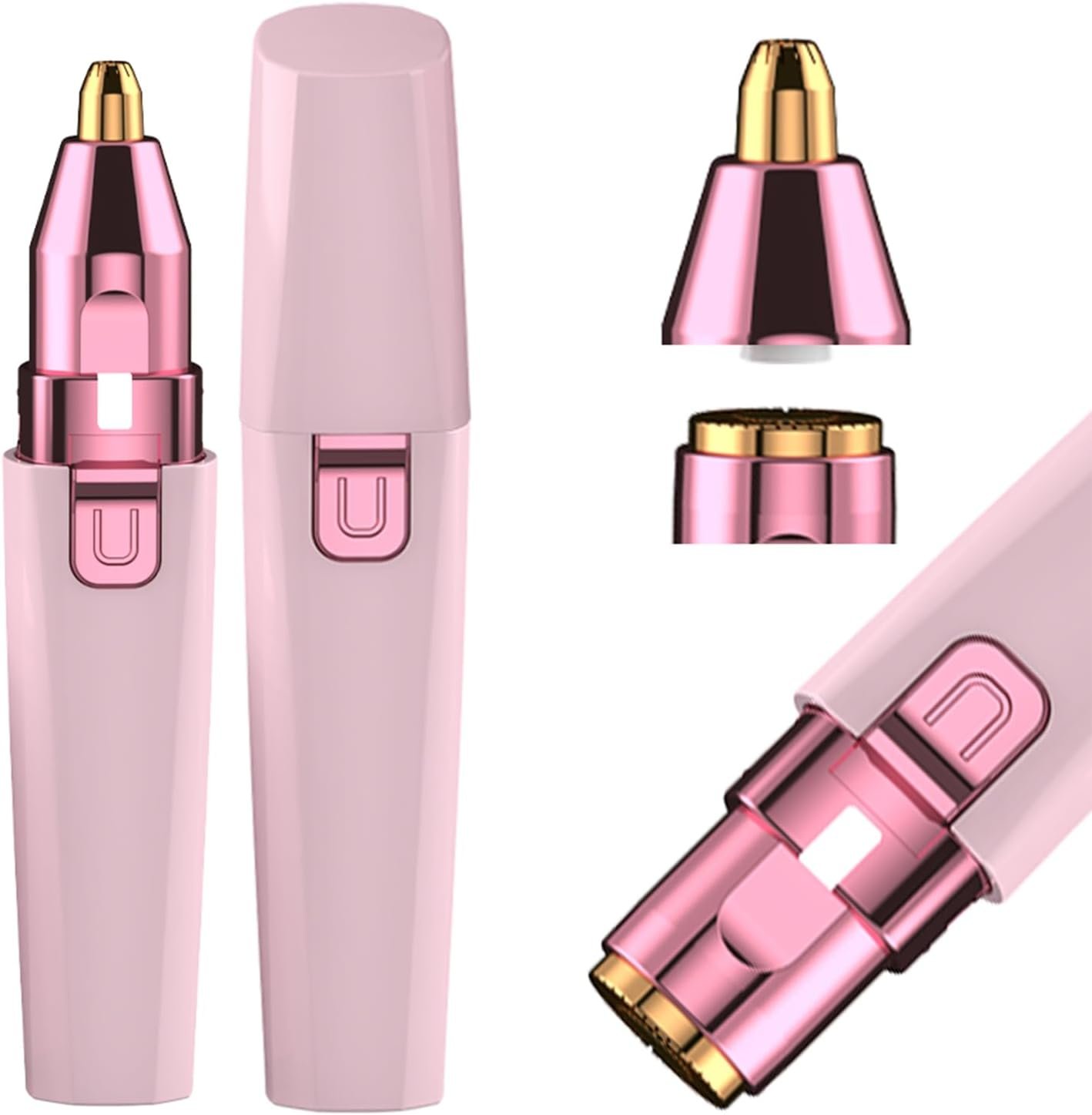 Facial Hair Remover for Women – Pink USB Rechargeable Eyebrow Trimmer & Face Shaver with LED Light, 2-in-1 Hair Removal Device for Smooth Skin