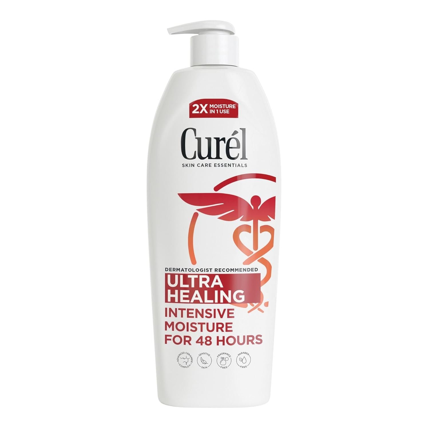 Curel Ultra Healing Lotion for Sensitive and Dry Skin, Hand and Body Lotion Repairs Moisture Barrier, Ceramide Moisturizer, Fragrance-Free, Dermatologist Recommended, Body Care, 20 Fl Oz