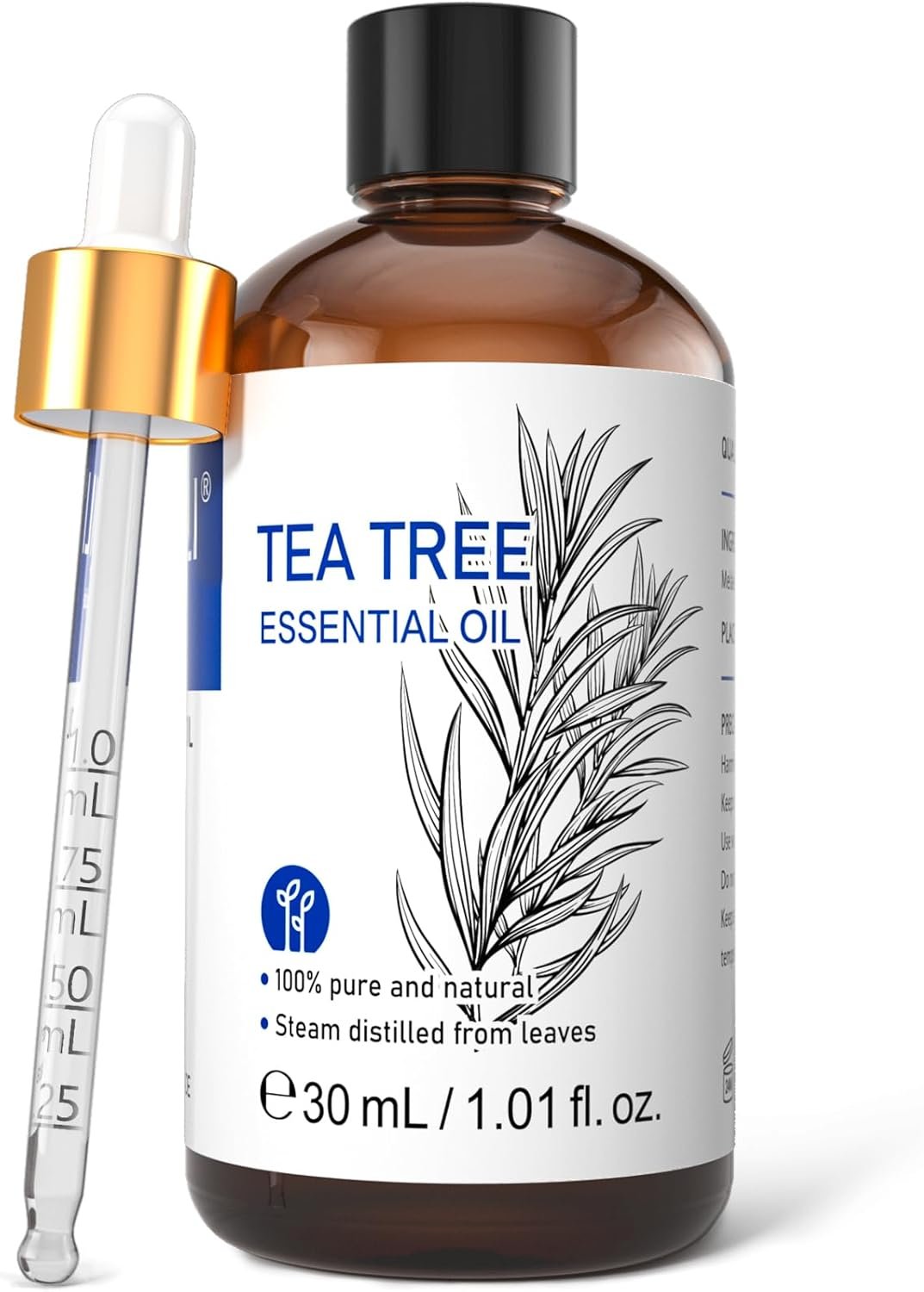 HIQILI Tea Tree Oil for Skin, Hair, Toenail, Add to Shampoo, Body Wash, Soap, Foot Soak – 1.01 Fl Oz