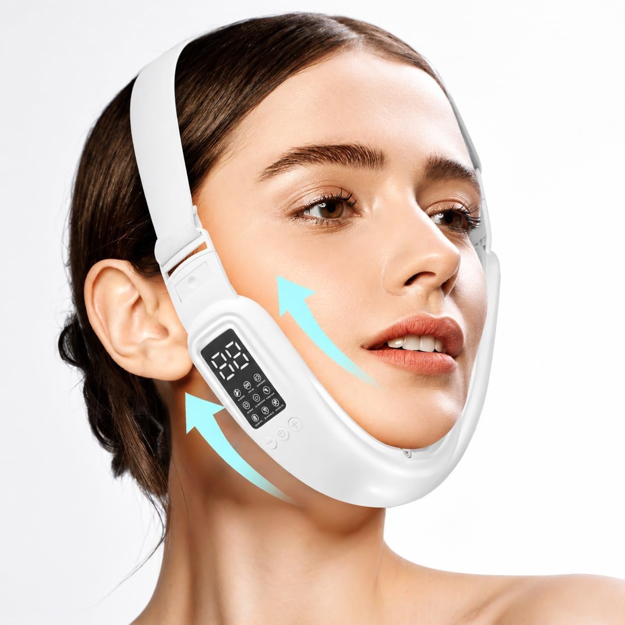 Electric Double Chin Device and V-Face Machine with 8 Modes and 15 Gear Adjustable Intensities – Matte White