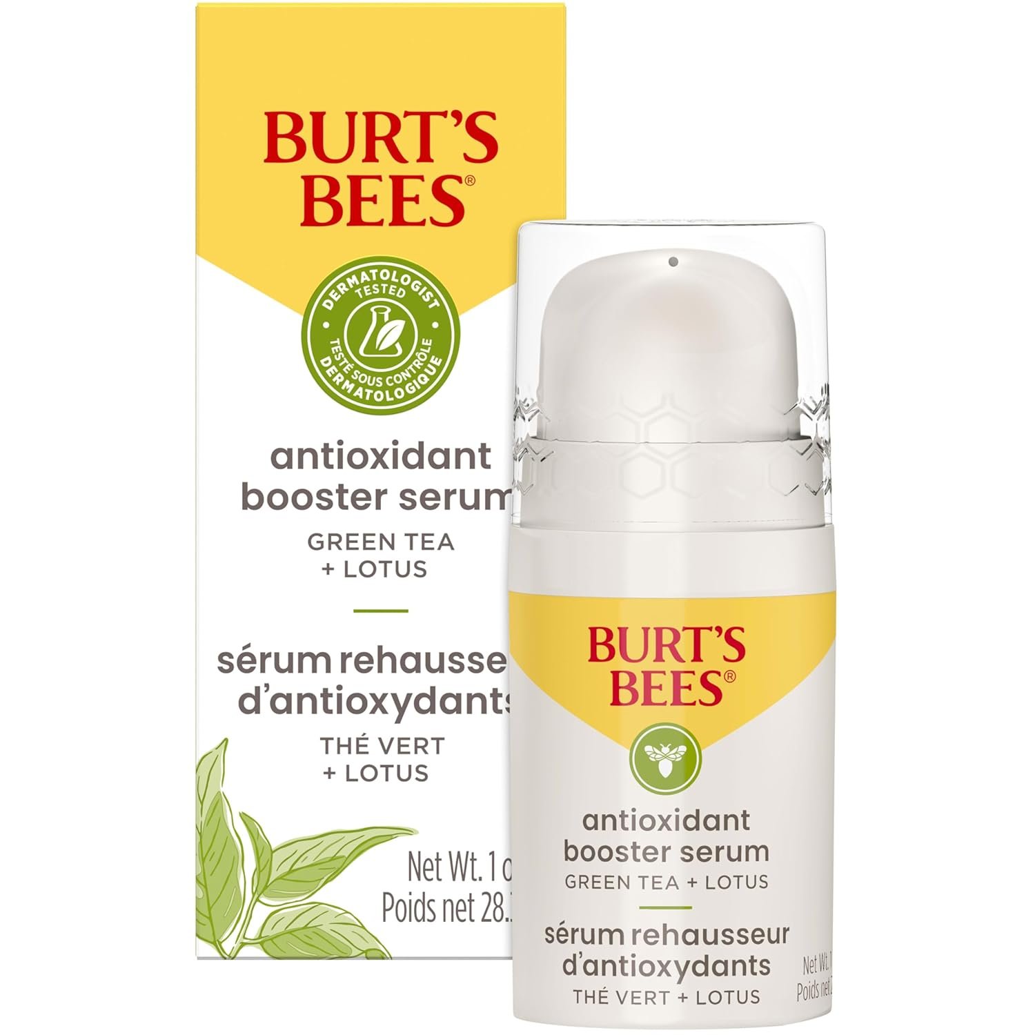 Burt’s Bees Green Tea Face Serum, Protects & Improves Skin Tone with Antioxidant Rich Green Tea & Lotus, Naturally Brightening & Firming, Lightweight – Antioxidant Booster Serum (1 oz)