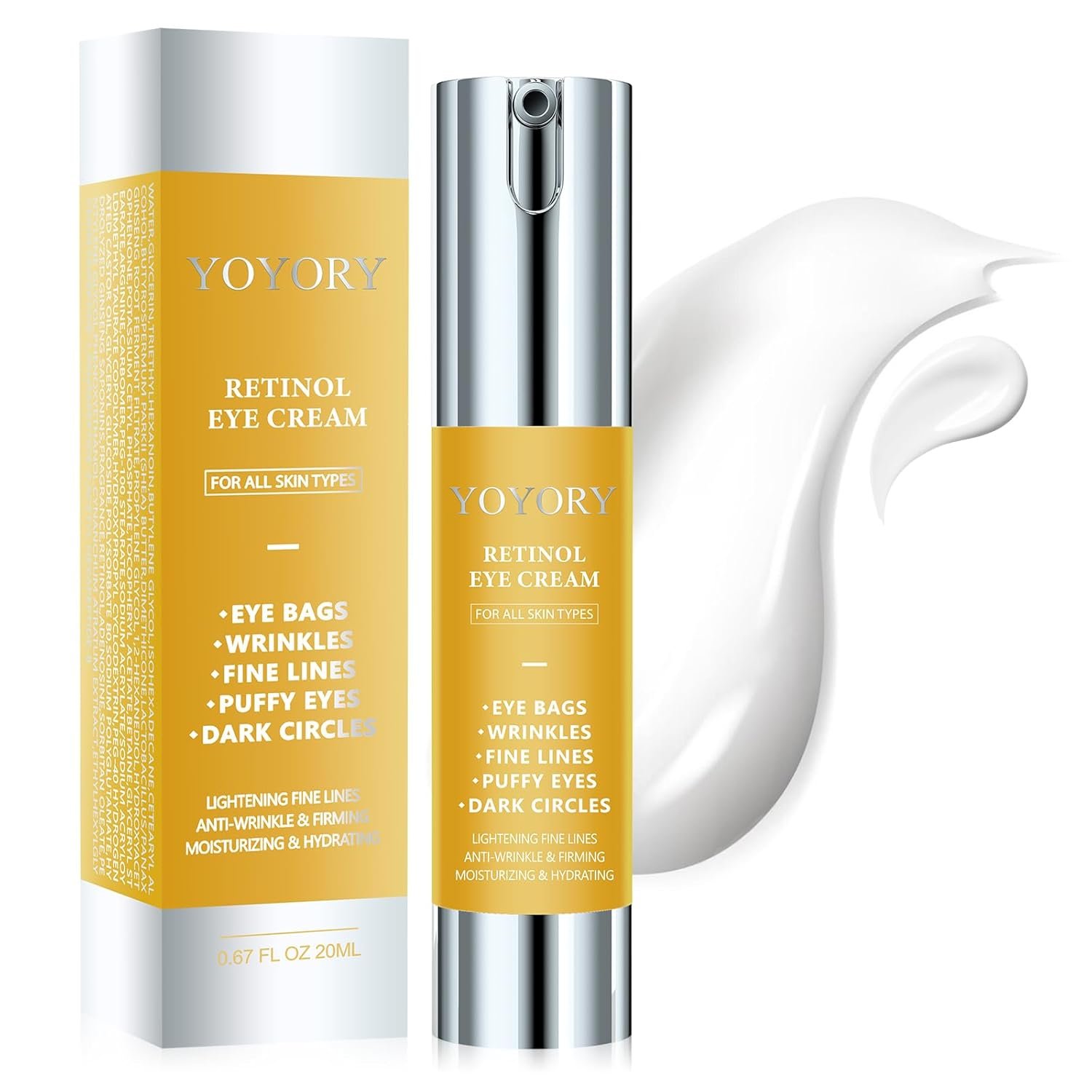 Retinol Under Eye Cream – Anti-Aging Eye Cream for Dark Circles and Puffiness, Eye Bags, Wrinkles Fine Lines Skin Care Treatment Hydrates & Lifts Valentine’s day gifts (20ml)