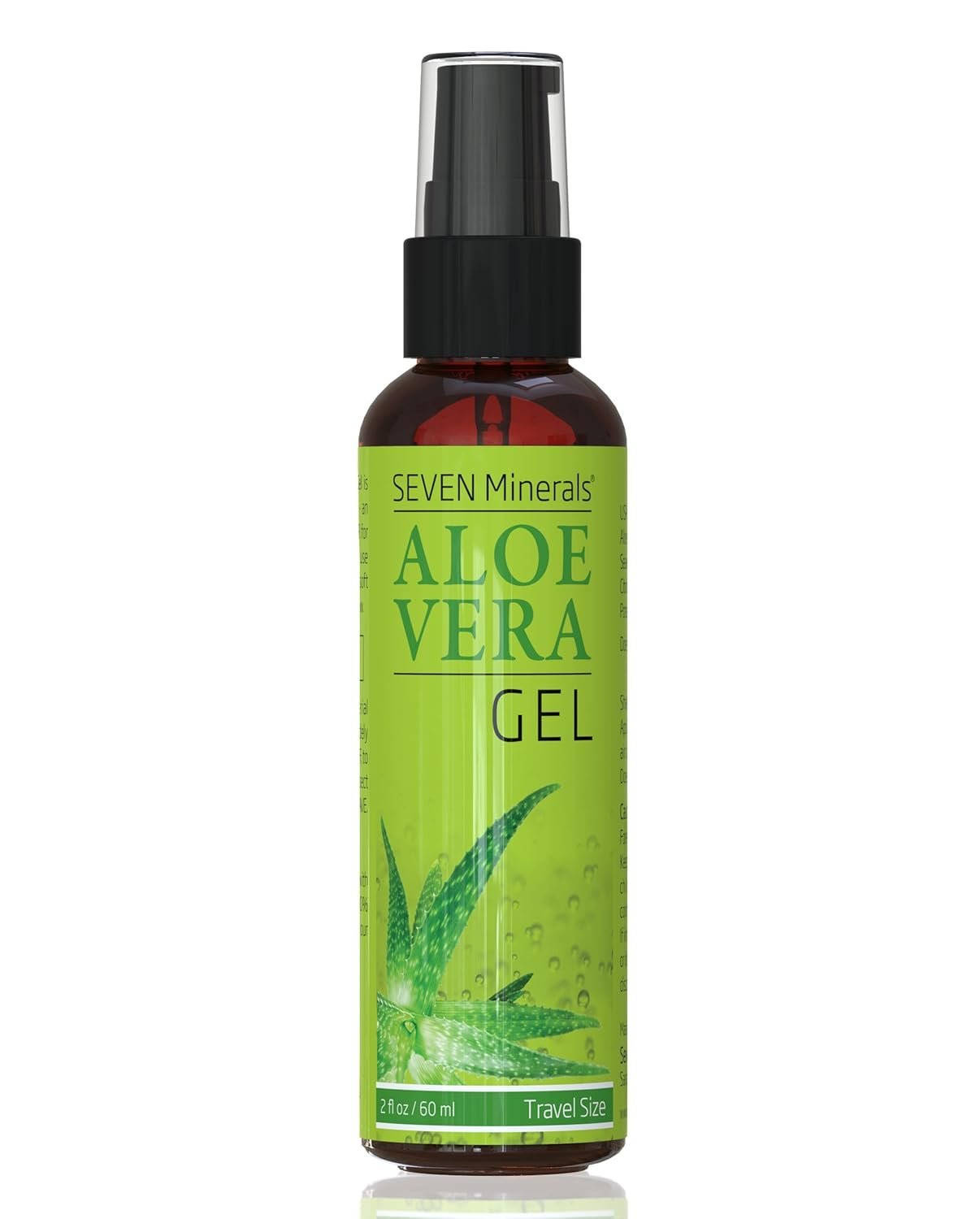 Seven Minerals, Travel Size Organic Aloe Vera Gel from freshly cut 100% Pure Aloe – 2 Fl Oz – HighestQuality, Texas grown, Vegan, Unscented – For Face, Skin, Hair, Sunburn relief (2 Fl Oz)