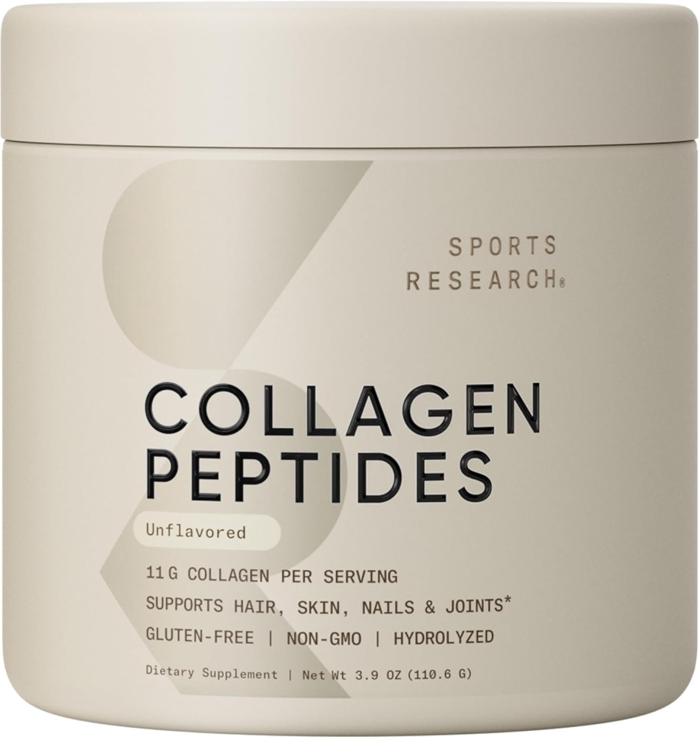 Sports Research Collagen Peptides – Hydrolyzed Type 1 & 3 Collagen Powder Protein Supplement for Healthy Skin, Nails, & Joints – Easy Mixing Vital Nutrients & Proteins, Collagen for Women & Men