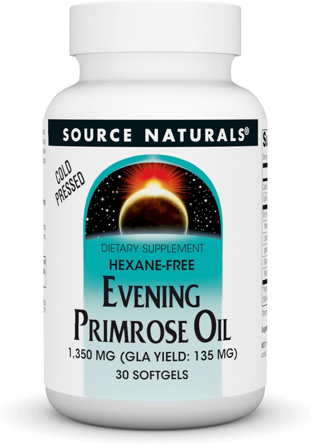 Source Naturals Evening Primrose Oil – Hexane-Free – 1350mg – GLA Yield: 135 mg – Cold-Pressed – 30 Softgels