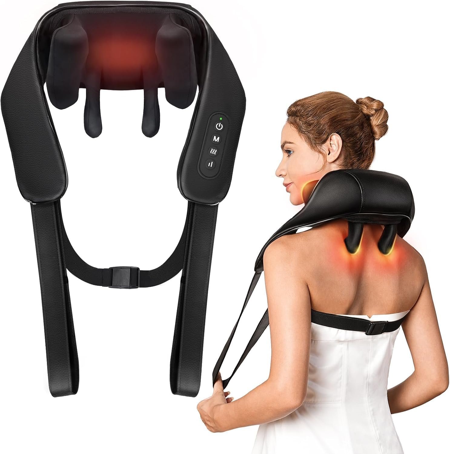 Valentine’s Day Gift for Women Men, Neck and Shoulder Massager with Heat, Cordless Back and Neck Massager, 4D Shiatsu Deep Kneading Massagers for Shoulder, Back, Leg Neck Pain Relief, Home Office Use