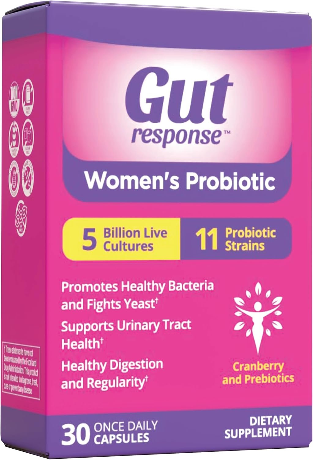 Women’s Probiotic, Slows Down Digestive Aging, Boosts Immune System, Supports UT & Feminine Health, Cranberry Extract, Non-GMO, Gluten Free & Soy Free, 5 Billion CFU, 30 Capsules