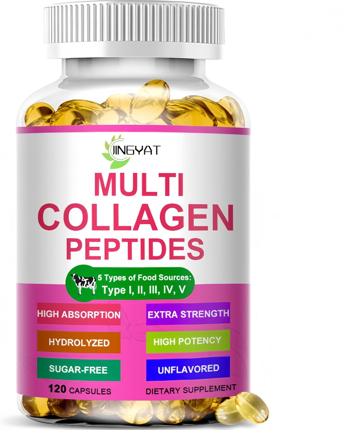 Multi Collagen Peptides Softgels – Hydrolyzed Collagen Peptides For Women & Men with Vitamin C Hyaluronic Acid – High Absorption Collagen Complex for Skin Hair Nail & Joint – Type I, II, III, V, X