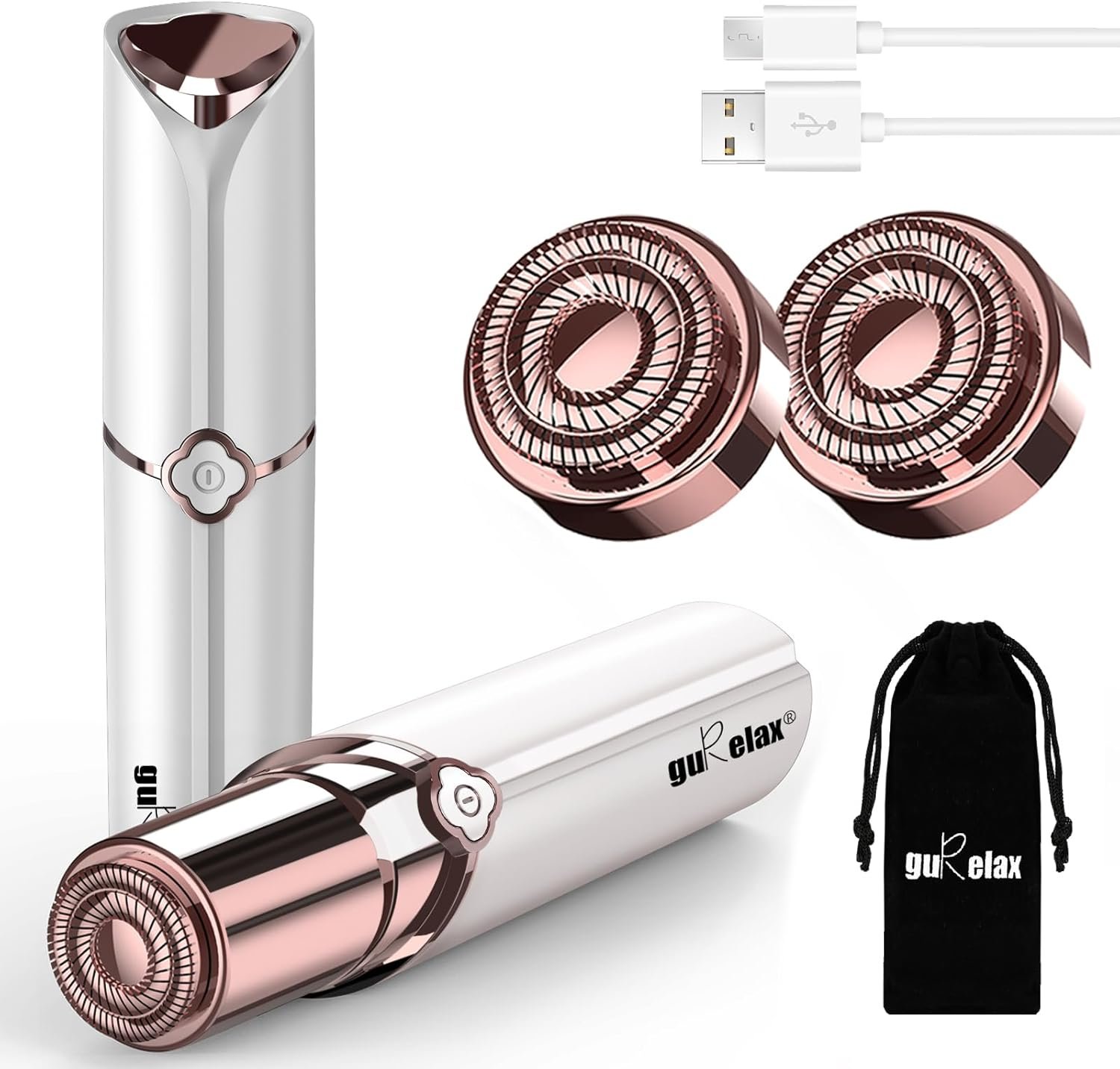 Electric Painless Hair Remover, Facial Hair Removal for Women – as Seen on TV Face Shaver, Hair Removal Device with 2 Replacement Heads