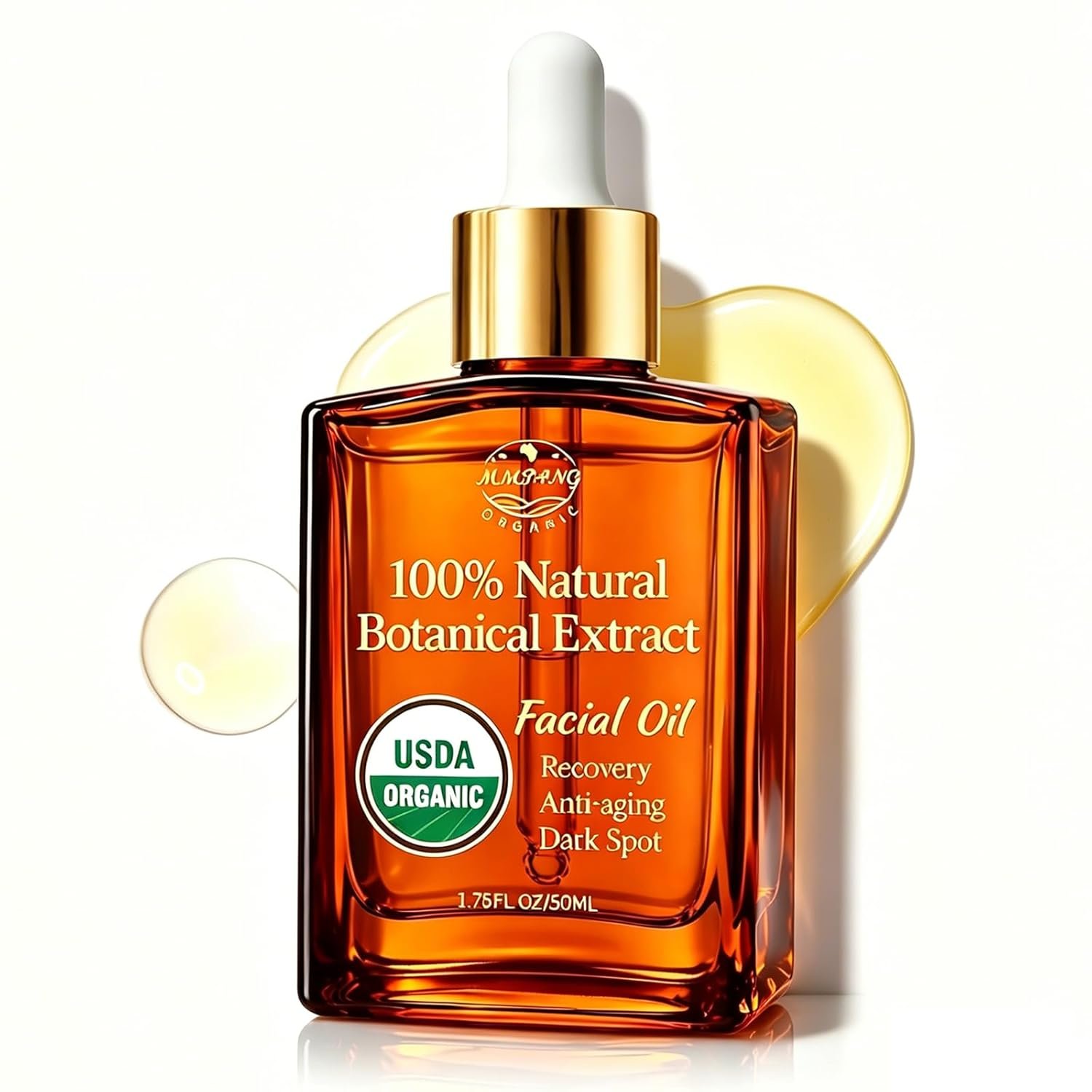 Rose + Vitamin C & Jojoba Face Oil – USDA Organic Facial Oil Gua Sha Brightening for Women- 1.76oz / 50ml